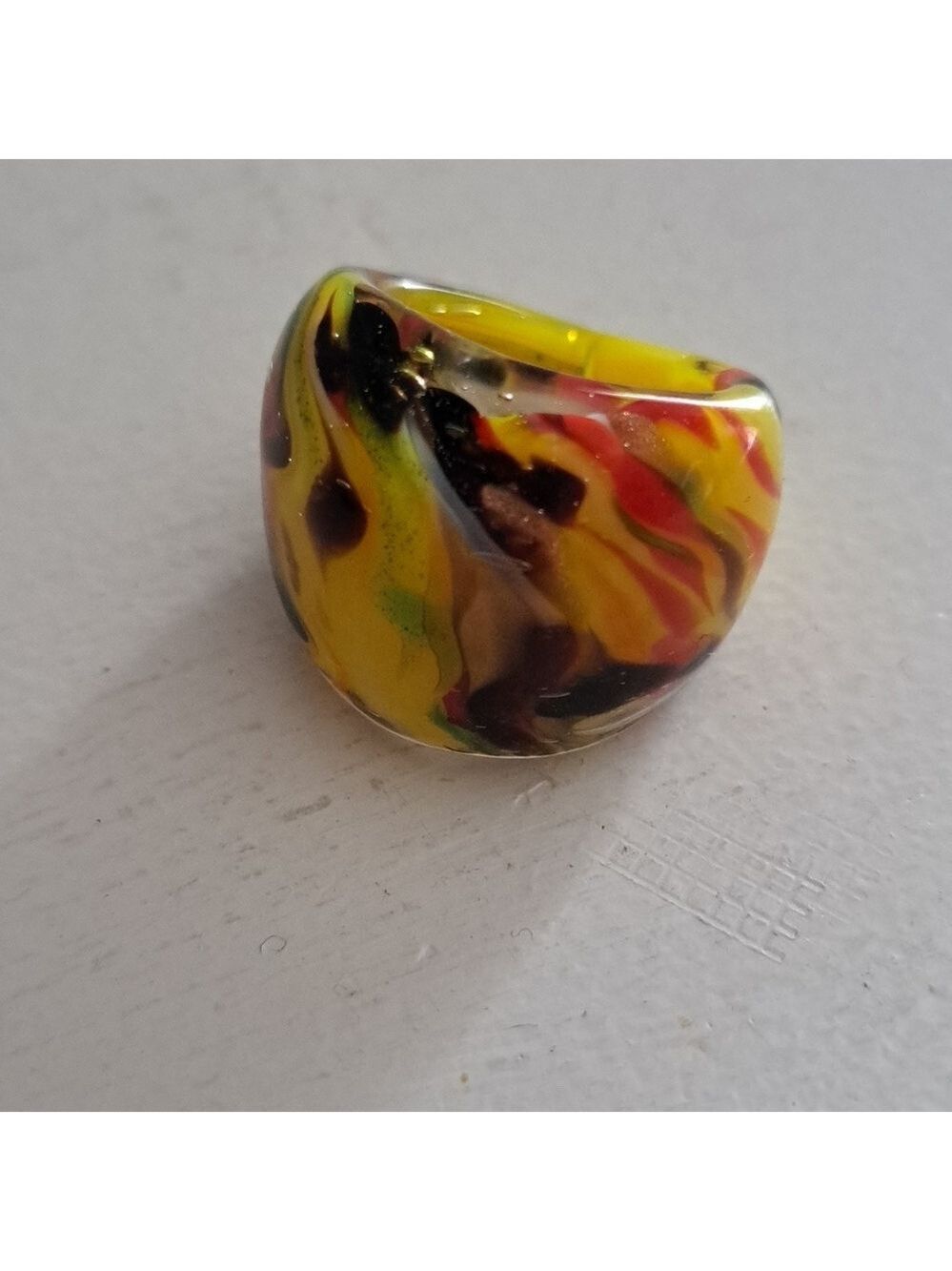 VTG marbled bubble glass ring retro funky colorful artsy Mod jewelry ladies